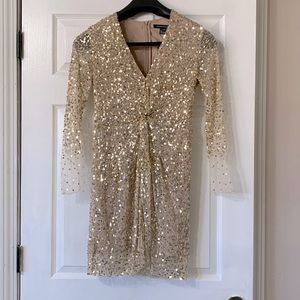 French Connection Sparkling Gold Mini Dress